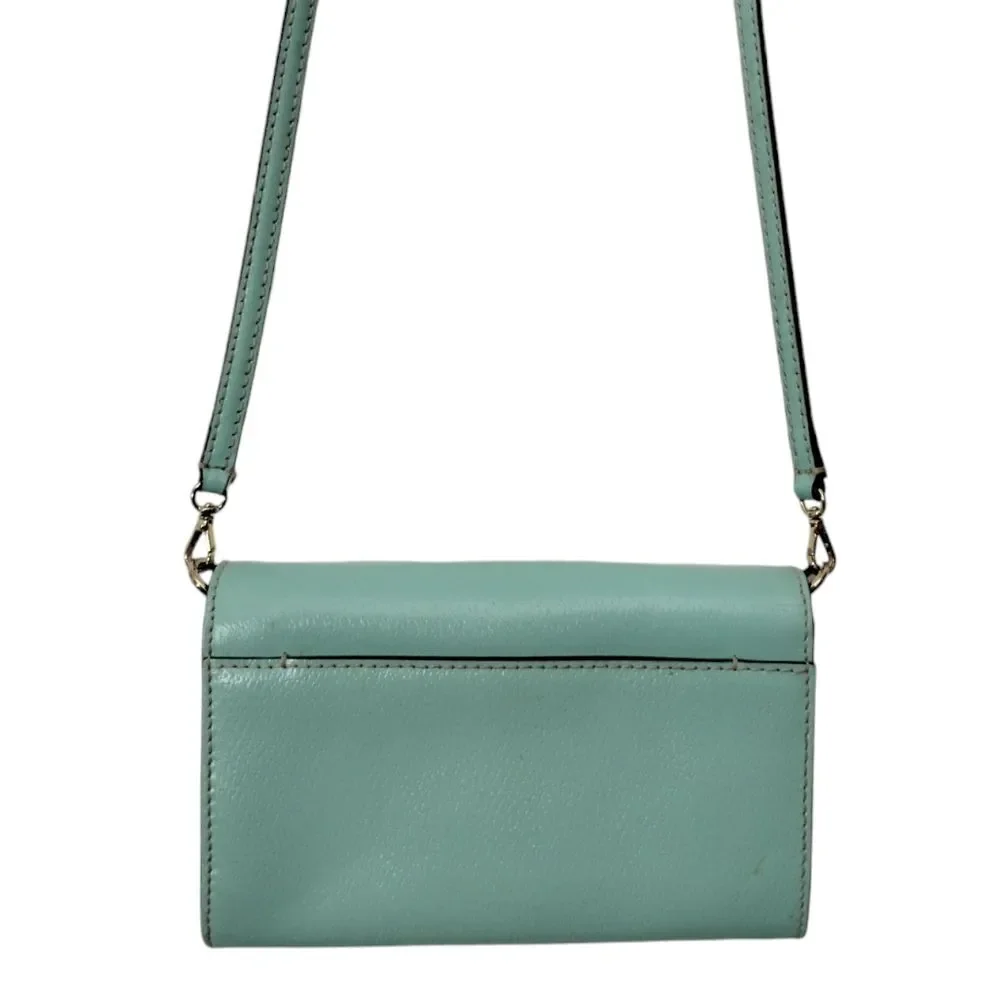Kate Spade New York Women's Natalie Wellesley Leather Clutch Crossbody Bag Green